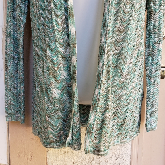 2 / 12 CHICO'S thin lightweight open knit cardigan - Picture 4 of 8